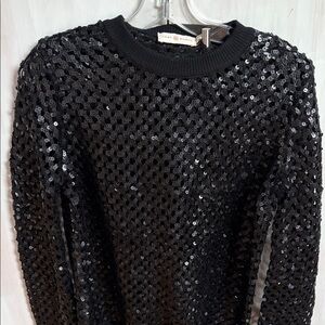 Tory Burch Black Sequin Sweater